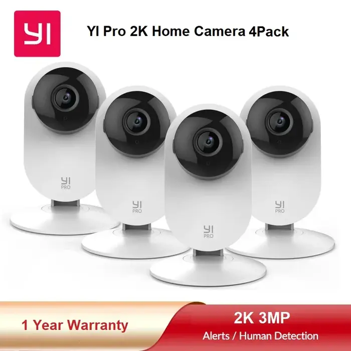 Système sécurité caméras YI 2K 3MP pack 2/3/4 surveillance maison bureau bébé nounou animaux WiFi CCTV vision nocturne