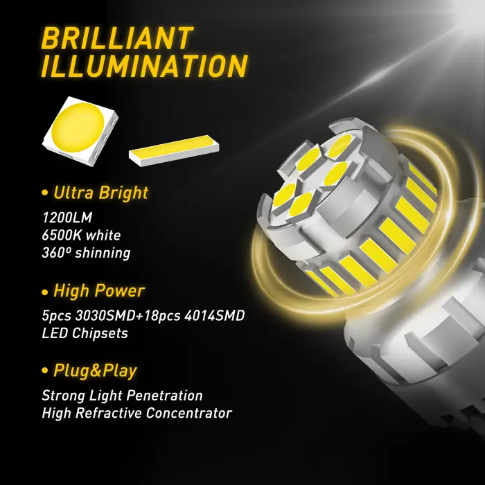 AUXITO 2 pièces T20 LED Canbus 7443 W21/5W 7440 W21W LED ampoule 6500K blanc voiture Position de sta