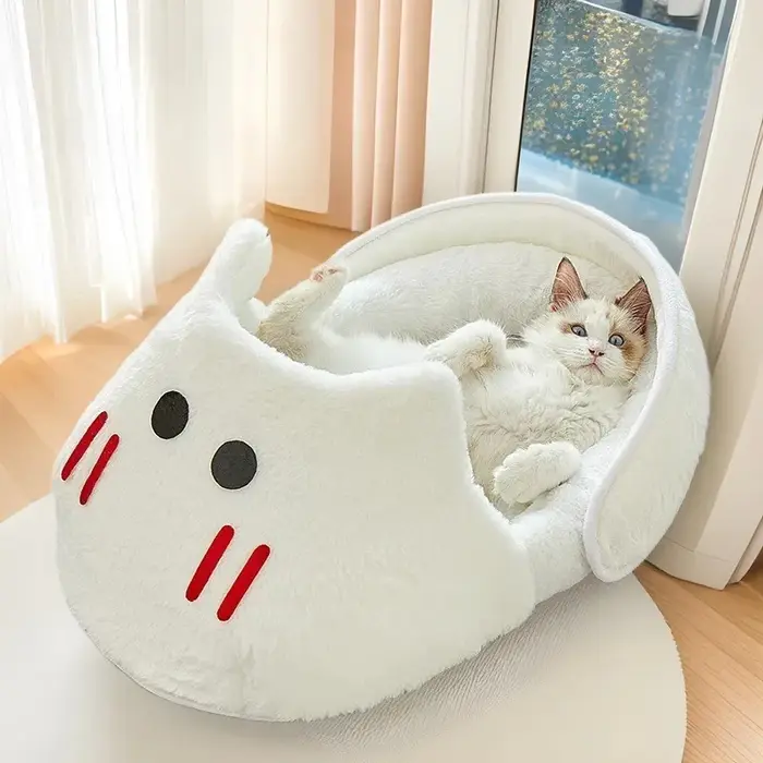 Chenil semi-fermé pour chat pantoufles chaudes hiver chenil pour animaux de compagnie universel respirant antidérapant gris pour toutes saisons nouvelle collection 2025