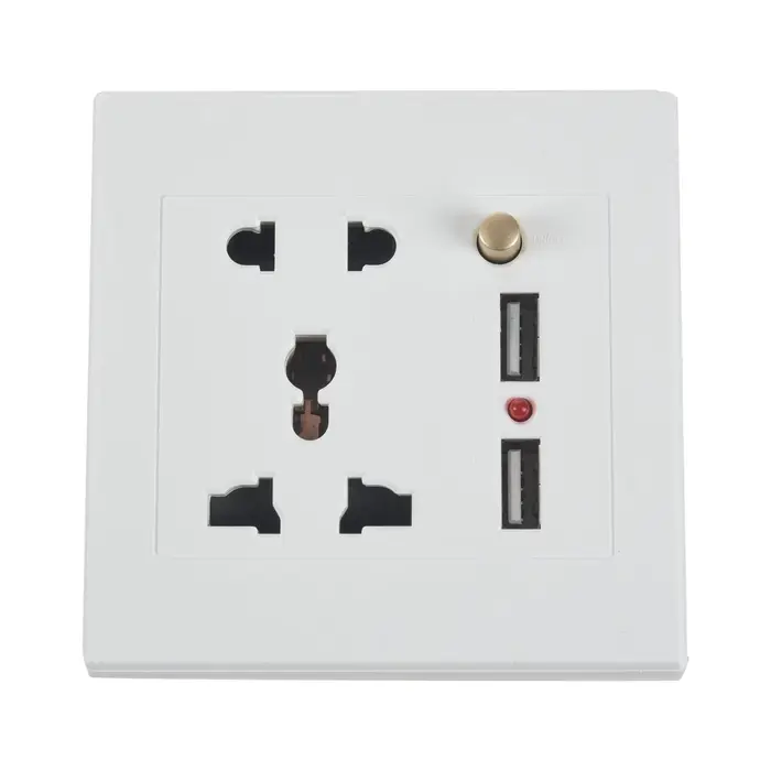 Adaptateur de prise de chargeur mural USB pour touristes, panneau de prise de courant, interrupteur 