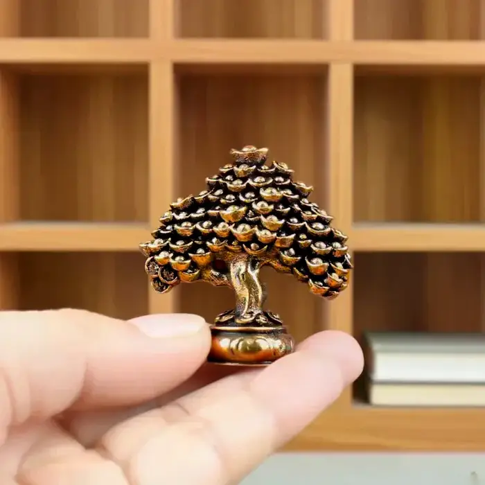 Figurine Feng Shui d'arbre de richesse en plastique gris clair ou vert clair pour maison et bureau, cadeau de pendaison de crémaillère de fortune, symbole de prospérité et de réussite