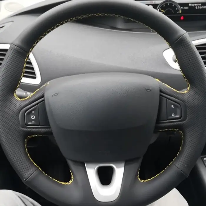 Juste de Volant de Voiture Personnalisée en Cuir Artificiel Noir, Non-ALD, Réfléchissant, pour Renau