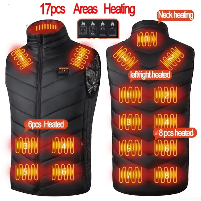 Veste thermique chauffante électrique intelligente en coton pour hommes et femmes, avec chauffage infrarouge, pour activités hivernales et randonnées