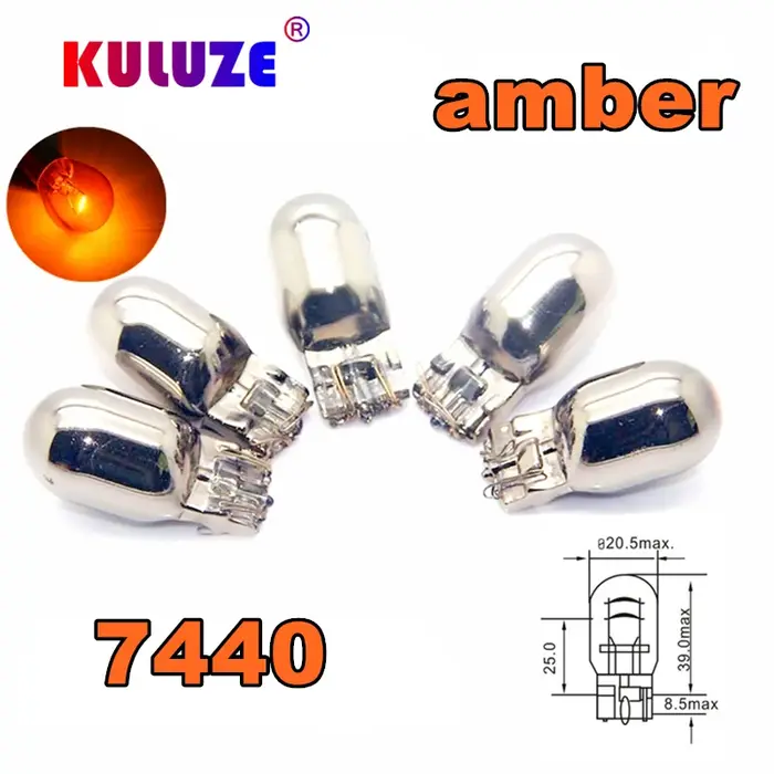 Ampoule de clignotant T20 7440 invisible argent Chrome7443 12v 21/5w, feu arrière w21w ambre, ampoul