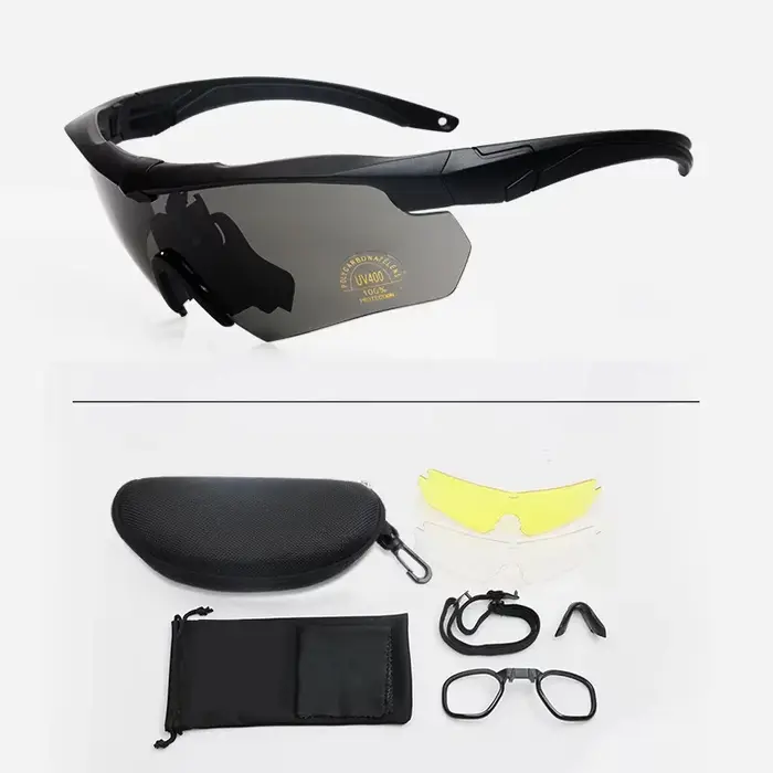 Lunettes tactiques militaires CS Airsoft, lunettes de tir coupe-vent HD à 3 lentilles, lunettes de s