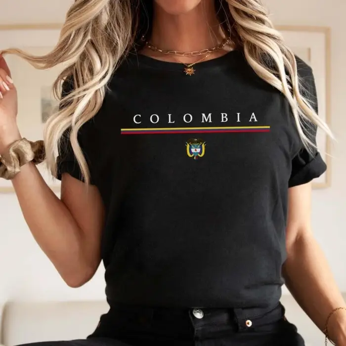 T-shirt Colombien en Coton Pur, Design Drapeau et Dessin Animé Harajuku, Pour Femmes et Hommes, Occasions Spéciales et Jours Décontractés