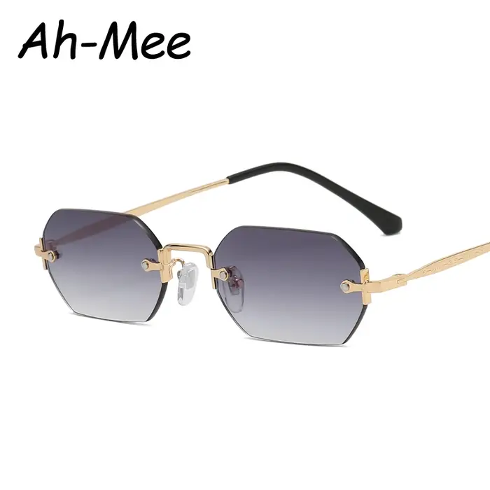 Lunettes sans monture carrées dégradé gris randonnée - Style été femmes UV400
