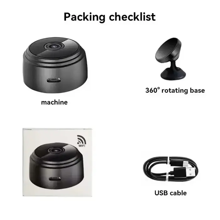 Caméra mini A9 WiFi surveillance sans fil HD protection maison intelligente monitoring à distance vidéo sécurité