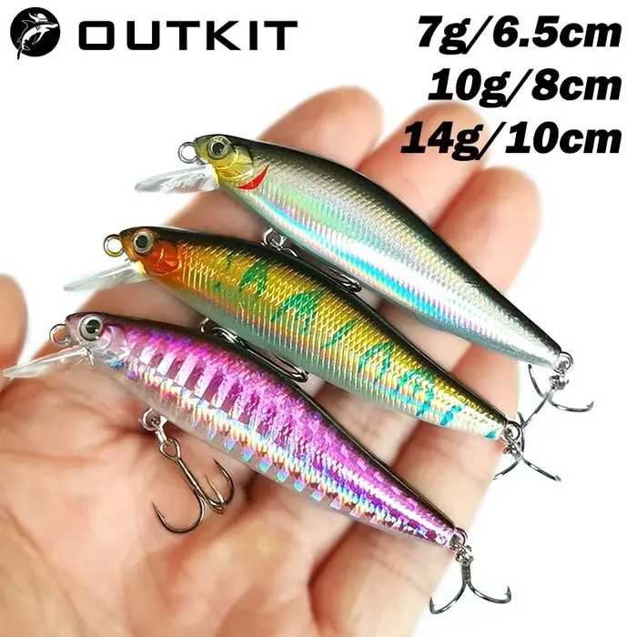 OUTKIT 1 pièces leurre de pêche vairon 7g10g coulant appât artificiel yeux 3D Wobblers en plastique 