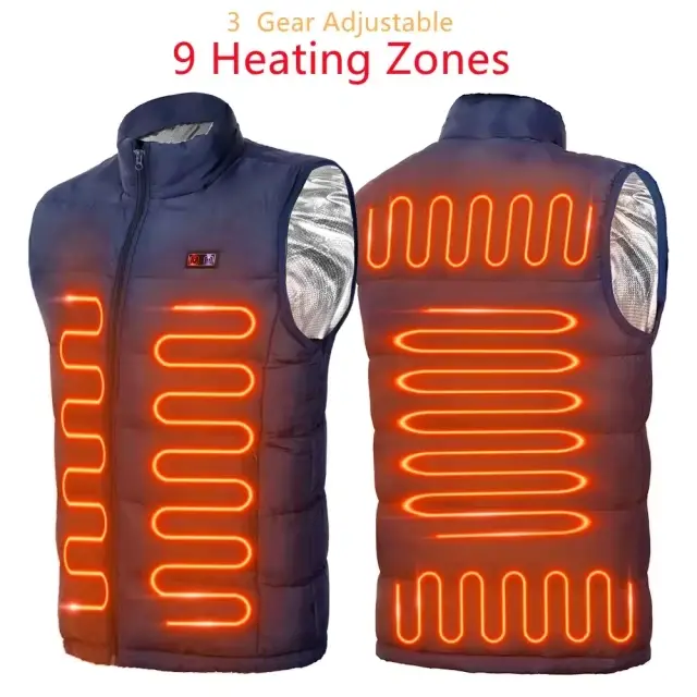 Veste chauffante USB en graphène pour homme et femme, manteau électrique, 9 vitrines métropolitaines