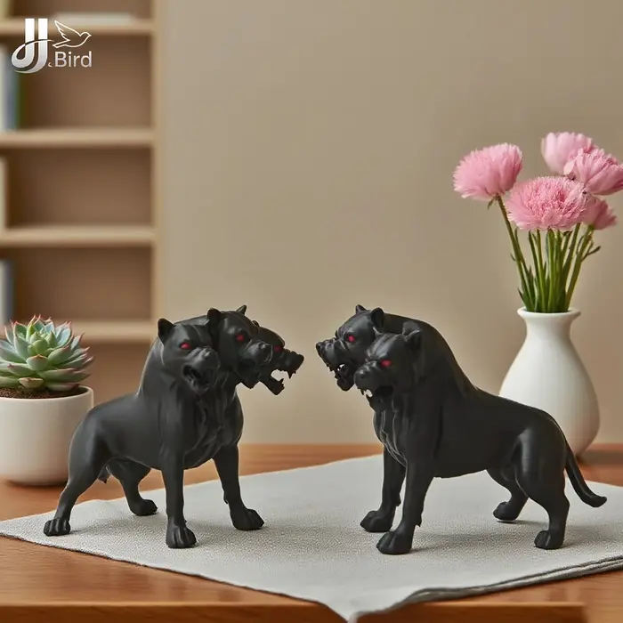 1 pièces ornements de statue de chien gothique à trois têtes