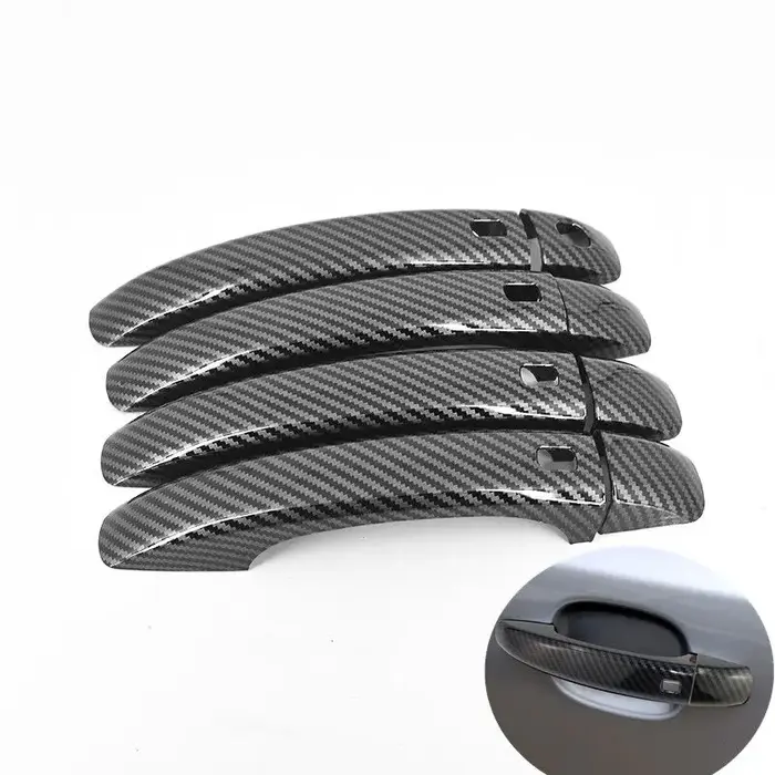 Autocollant de poignée de porte chromé en Fiber de carbone, accessoire de style, pour Audi A4 B8 200