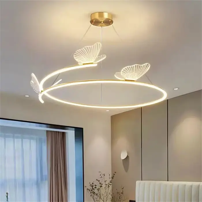 Plafonnier LED en Forme d'Anneau en Métal, Design Nordique Créatif, Art localité, Lampe Papillon en 
