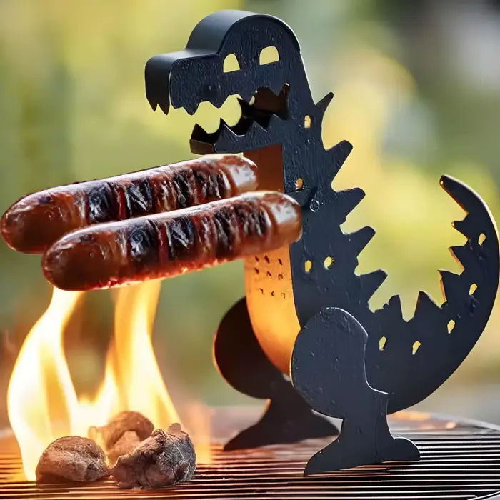 Gril en forme de dinosaure pour hot-dogs, barbecue compact, tablier portable, outil de cuisine robuste pour camping et réunions familiales