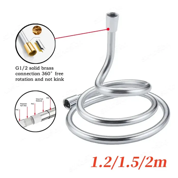 Flexible de douche anti-enroulement haute pression 1.2/1.5/2m interface universelle GI/2 pour pommeau