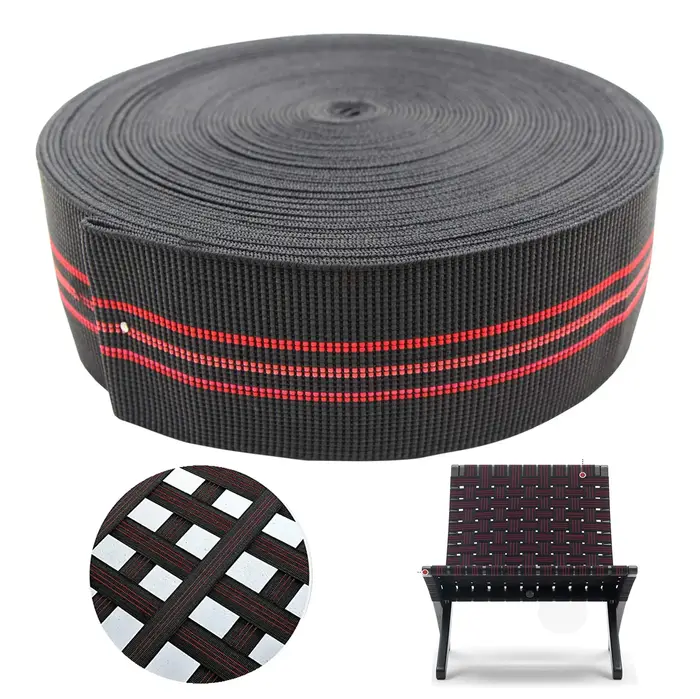 Sangle de chaise noire, élastique, ceinture élastique, 2 "de large, quarante rouleau de 36 pieds/472