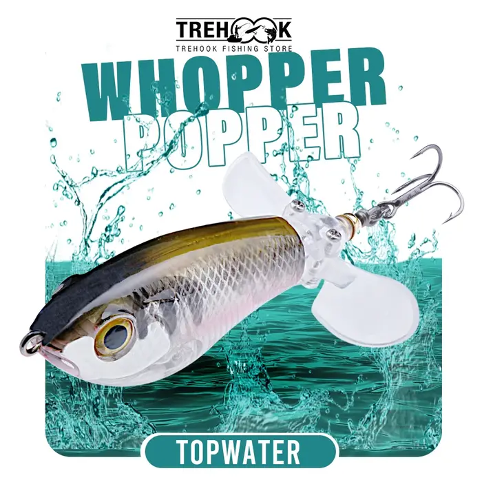 TREHOOK 9g/16g Topwater Whopper Popper leurres de pêche rotatif Double queue d'hélice appât artificiel flottant Wobblers