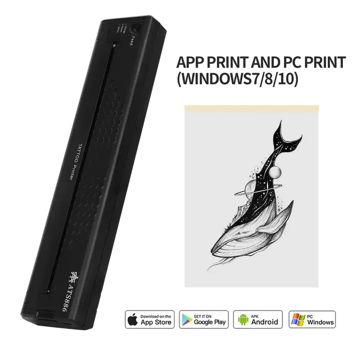 Imprimante de Transfert de Cailloux de Tatouage Portable ATS886, Appareil Thermique pour Dessiner de