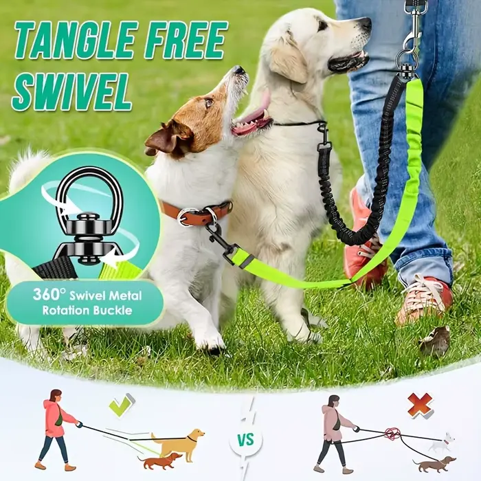 Laisse double pour deux chiens Two Dogs Outing Specia, pour l'entraînement des chiens de petite à grande taille, sangle réglable, amortisseur de chocs.