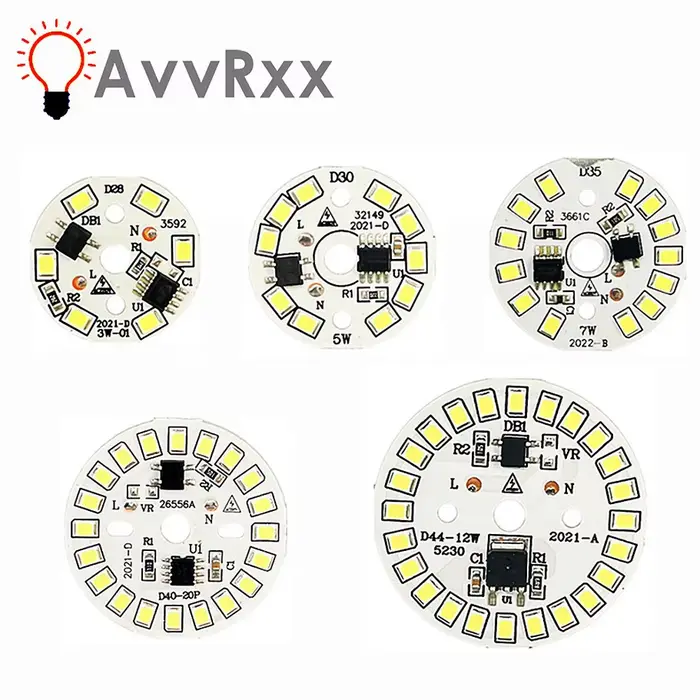 Puce LED pour ampoule 3W 5W 7W 9W 12W SMD 2835 perles de lumière rondes AC 220V-240V, projecteur d'é