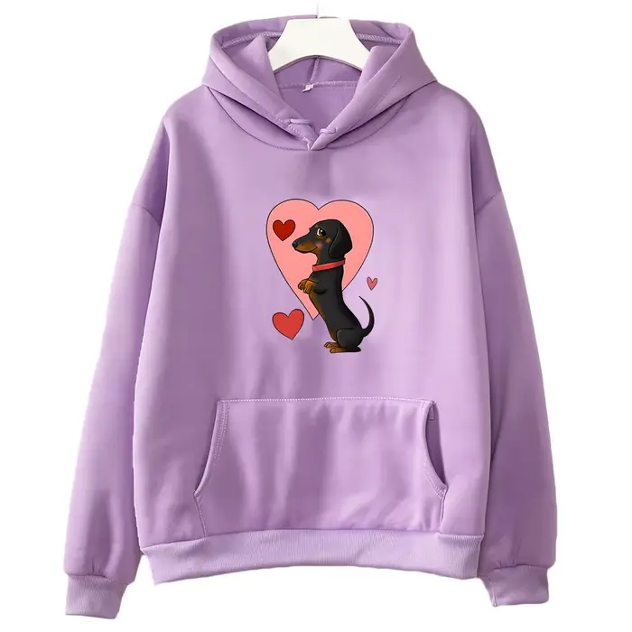 Teckel graphique sweats à capuche mignon Animal impression vêtements femme Lovey pulls à capuche aut