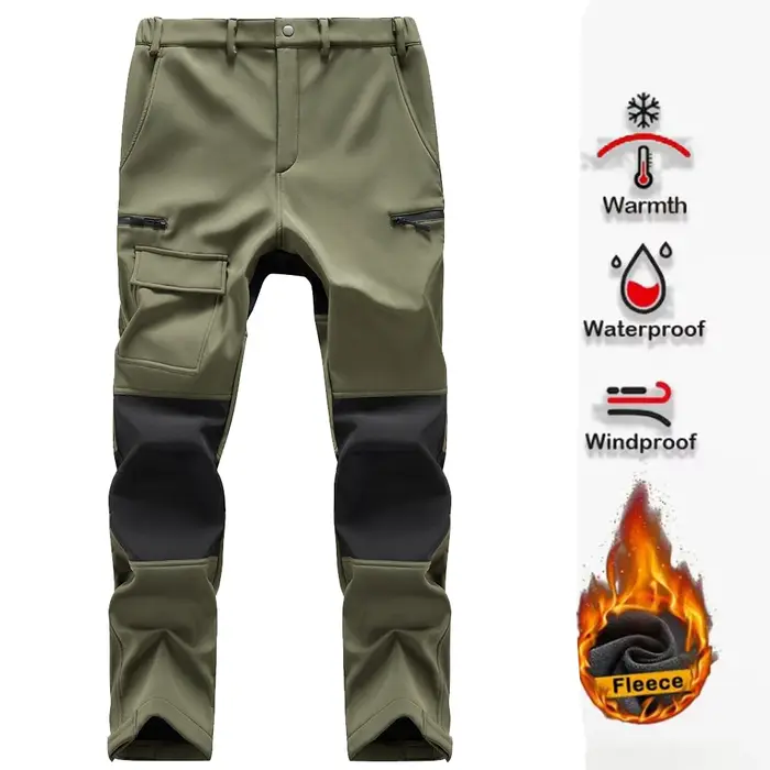 Pantalon polaire imperméable hiver automne homme chaud multi-poches randonnée travail jusqu'à 110kg