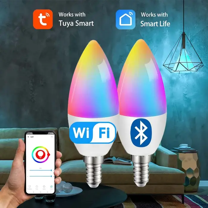 Ampoules Led intelligentes E14, Wifi, Bluetooth, Tuya, projecteur de vie intelligente, lampe RGB, co
