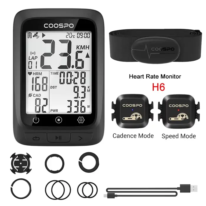 CooSpo – GPS BC107 IPX67 pour vélo, ordinateur de vélo, synchronisation avec les capteurs Stra Ant +
