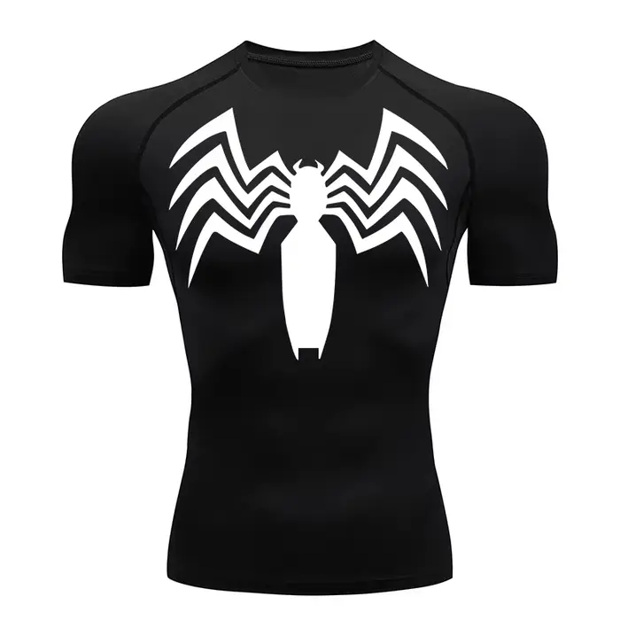 Chemises de compression à imprimé araignée pour hommes, t-shirt de course athlétique, t-shirts à séc
