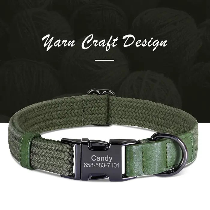 Collier de chien personnalisé en nylon durable pour chien, collier à boucle avec nom de animal de co