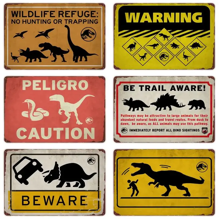 Méfiez-vous de Raptor – panneau métallique drôle en étain