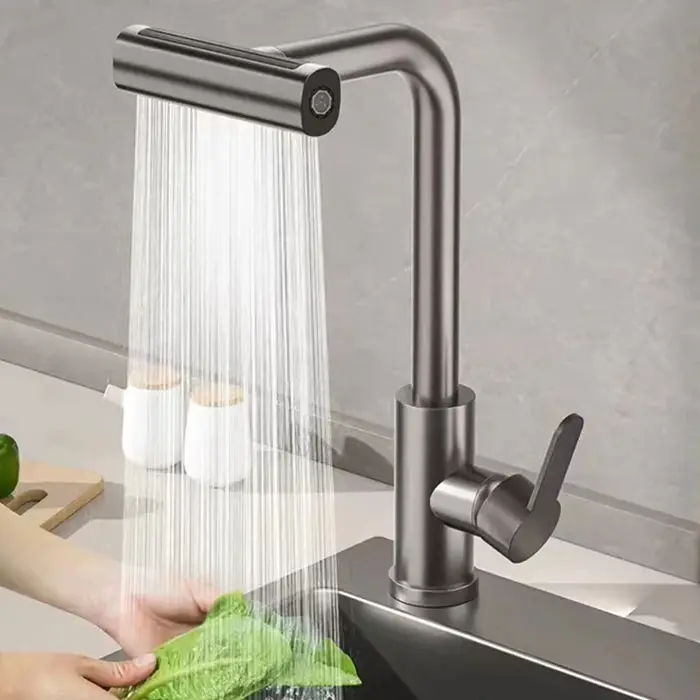 Robinet cuisine inox acier 4 modes pulvérisation mélangeur eau chaude froide ferme roulotte camping-car