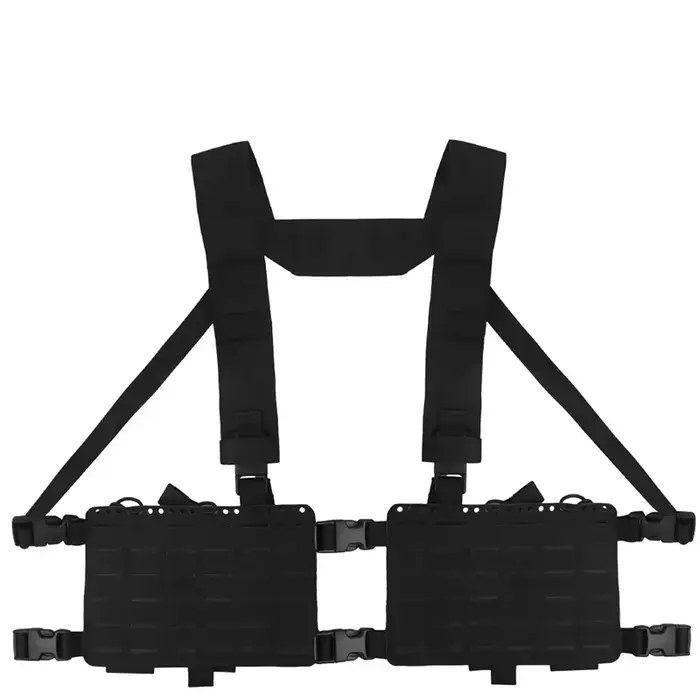  Plate-forme de poitrine tactique Alpha avec pochette d'extension, châssis fendu 34, harnais en H, 
