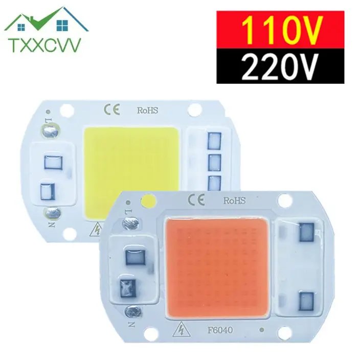 Puce LED COB de Croissance, Lampe Phyto Complète, 110V/220V, 20W 30W 50W, Intelligente, pour Plantes