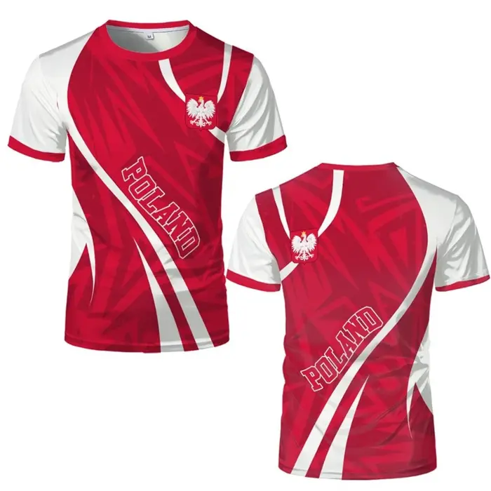 Maillot de football à motif drapeau polonais pour hommes