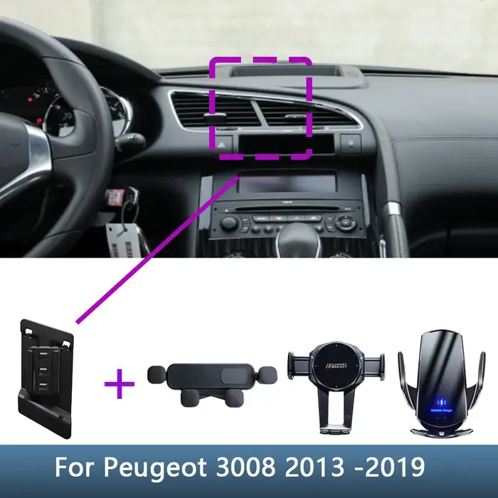 Support de téléphone de voiture pour Peugeot 3008 2013 2014 2015 2016 – 2019, Base de support fixe s