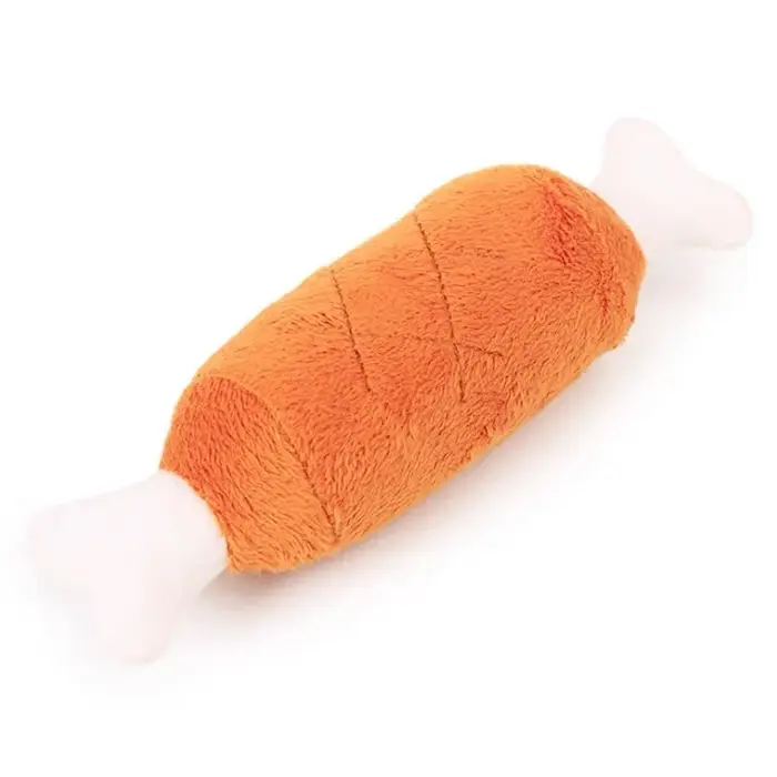 Jouet en peluche couineur en forme de jambe de poulet pour chien, jouet à mâcher doux pour chiots en