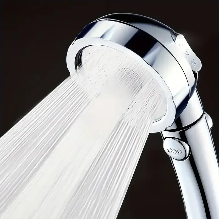 Pommeau de douche Diamond Silver 3 modes booster avec arrêt d'eau - Douchette manuelle salle de bain