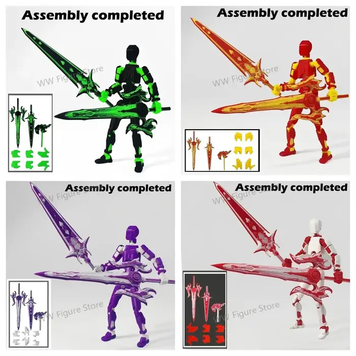 Figurine articulée Dummy 13 avec 3 épées de feu et mains interchangeables, à assembler soi-même, accessoire pour stop-motion, jouet anti-stress, cadeau