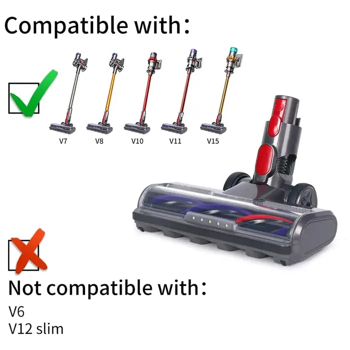 Tête de livre à entraînement direct compatible avec Dyson, aspirateur pour tapis courts et sols durs