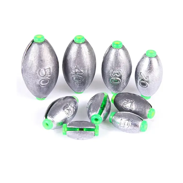 Plomb en plomb en forme d'olive avec Tube en plastique, changement rapide, poids ouverts de 2 à 50g 