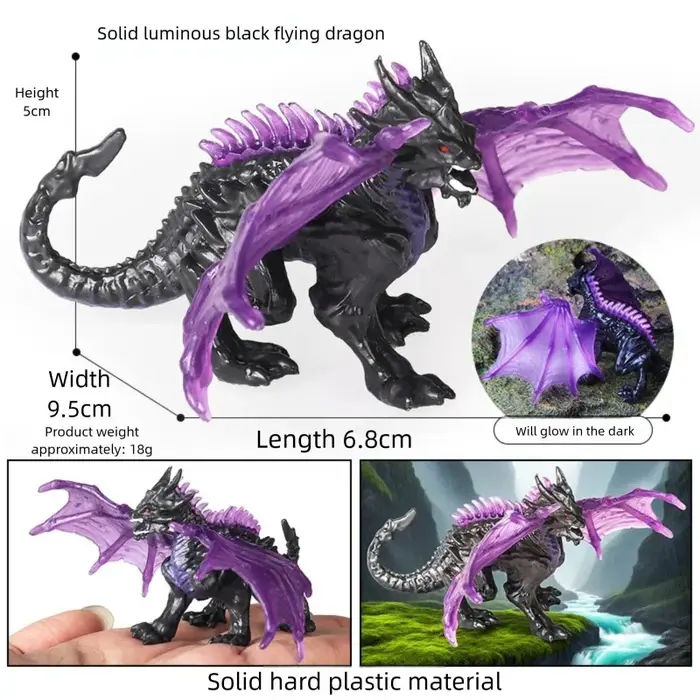 Oenux Animaux Mythiques Simulés Lézard Luminescent Elfe Dragon Volant Monstre Modèles Figurines Réal