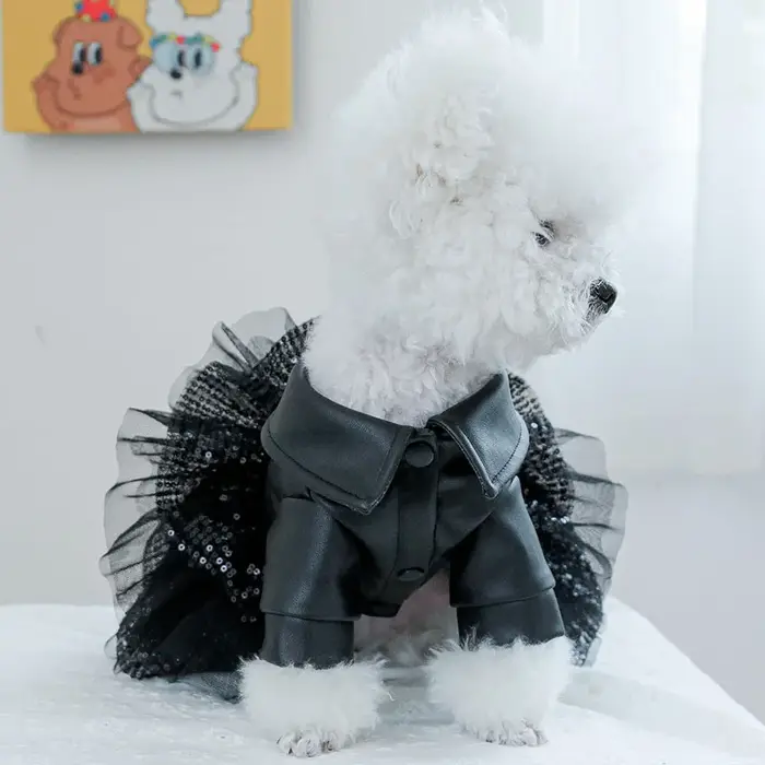 Vêtements pour chien en PU noir