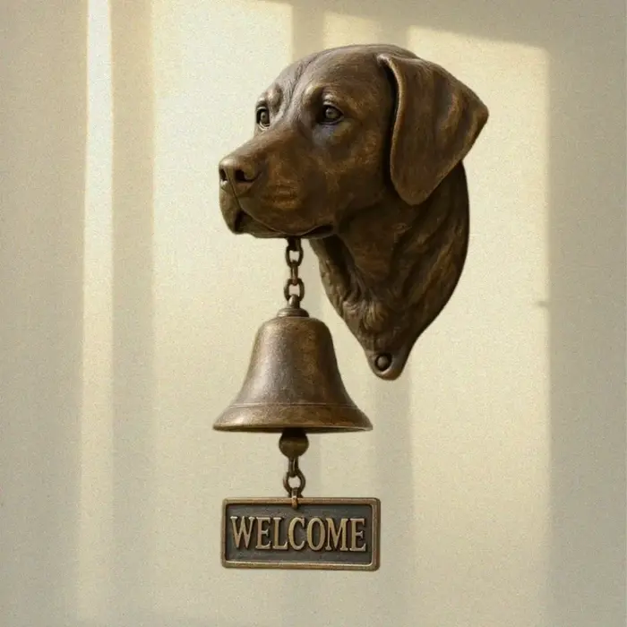 Sonnette de bienvenue murale vintage durable, sonnette rustique en résine en forme de chiot, sonnett