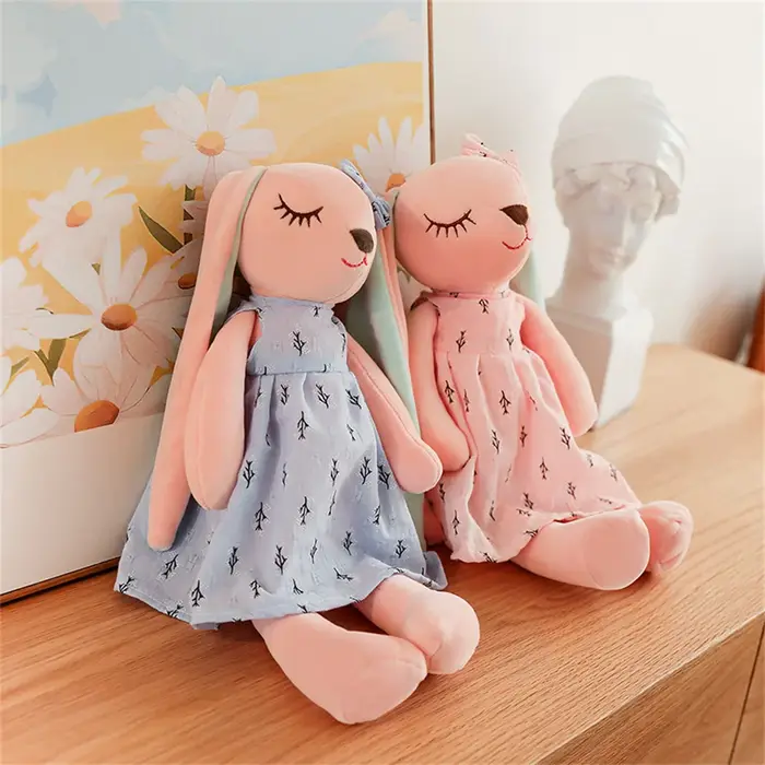 Peluche lapin 34/45/55cm, adorable peluche de dessin animé, coussin décoratif, jouet en peluche lapi