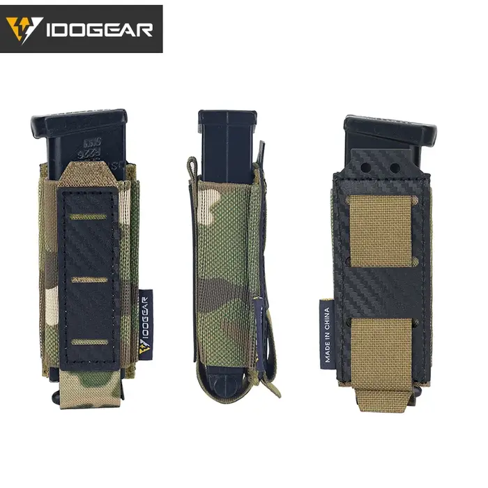 Poches tactiques carbone IDOGEAR 9mm MOLLE anti-dérapantes légères pour chasse et airsoft