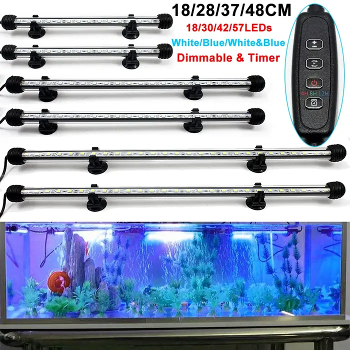18-48CM LED lumières d'aquarium étanche lumière d'aquarium lampe Submersible à intensité variable av