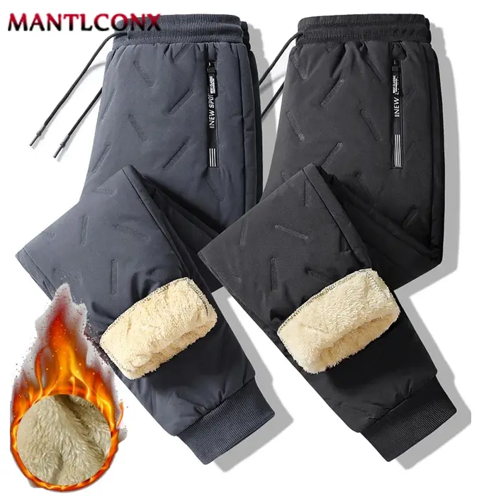 Nouveau pantalon homme hiver polaire chaud épais joggers décontracté rembourré thermique noir waterproof sweatpants