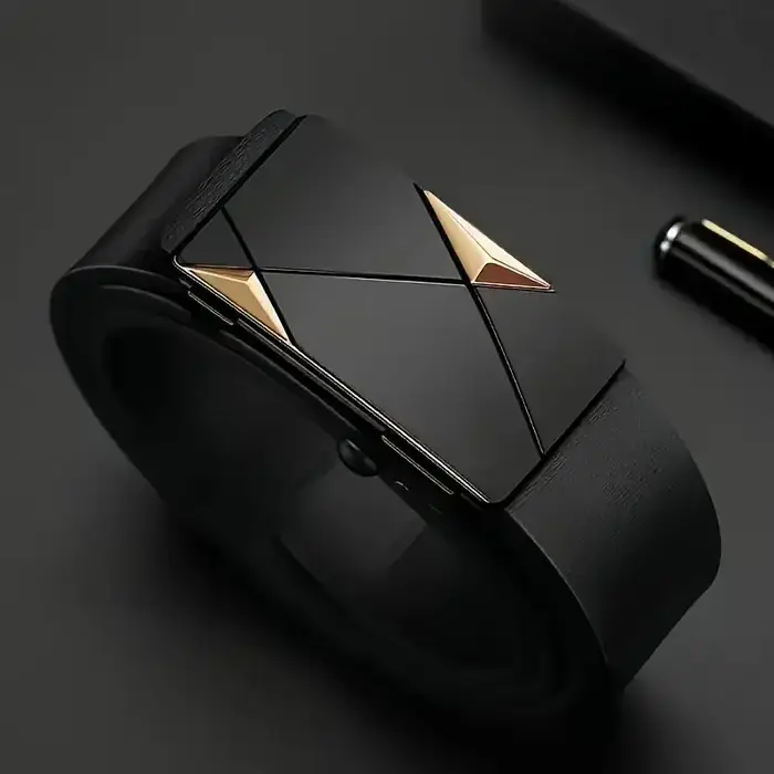 Ceinture élégante en cuir PU pour hommes – Ceintures à la mode pour la vie quotidienne, les loisirs,