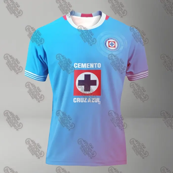 Maillot de football Cruz Azul, design dégradé avec logo croix de l'équipe, maillot respirant pour le